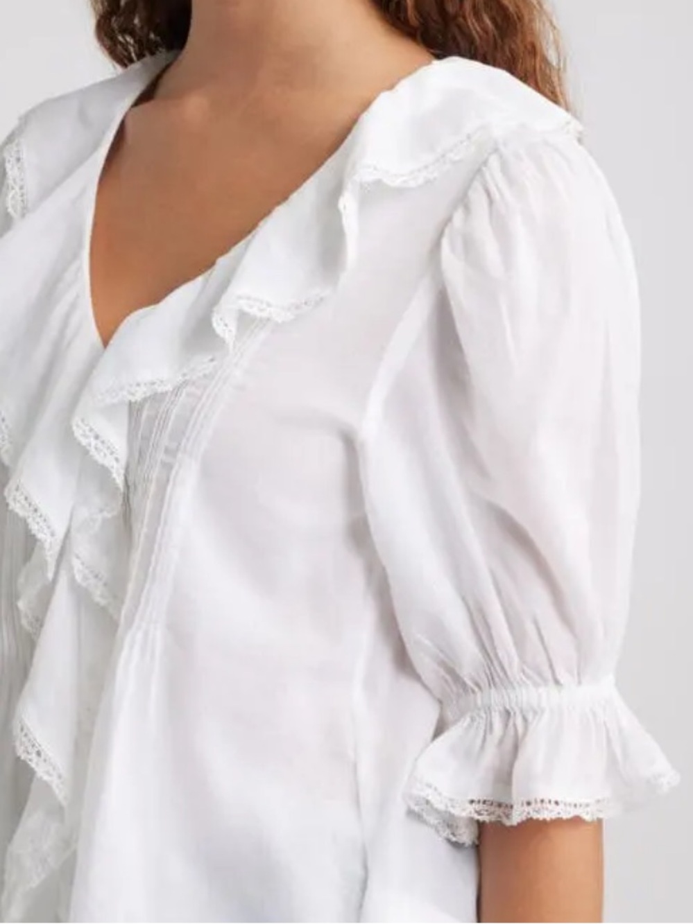 Madewell ruffle puff sleeved top - Picture 3 of 8